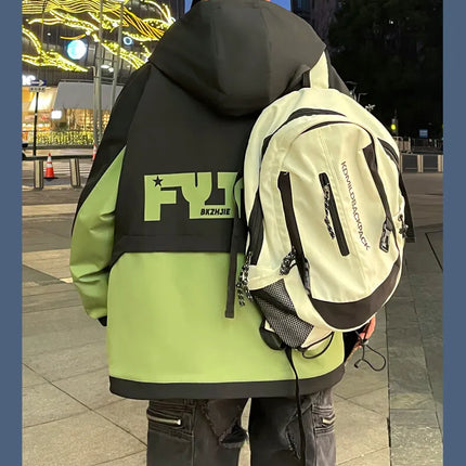 Fashion 2026 Spring Autumn Men's Hooded Casual Jacket Outdoor Windproof Loose Technical Coat Youth Streetwear Top Parka Clothing