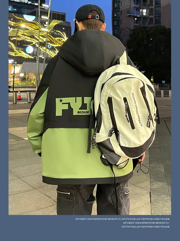 Fashion 2026 Spring Autumn Men's Hooded Casual Jacket Outdoor Windproof Loose Technical Coat Youth Streetwear Top Parka Clothing
