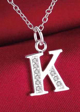 26 Letters 925 Sterling Silver Necklace Pendant Zircon For Women Exquisite Student Girlfriend Jewelry Accessories Wedding Gift PlatiNum