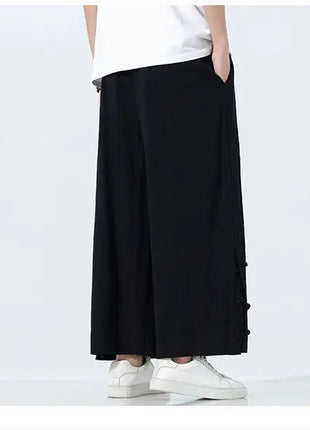 Pantaloni di lino in cotone Pantaloni da uomo comodi e traspiranti tinta unita casual Pantaloni larghi a gamba dritta in vita elastica Oversize M-5XL