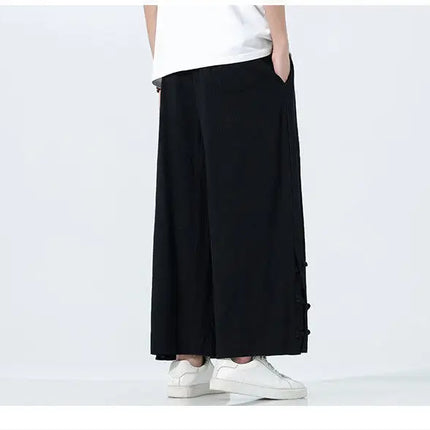 Pantaloni di lino in cotone Pantaloni da uomo comodi e traspiranti tinta unita casual Pantaloni larghi a gamba dritta in vita elastica Oversize M-5XL