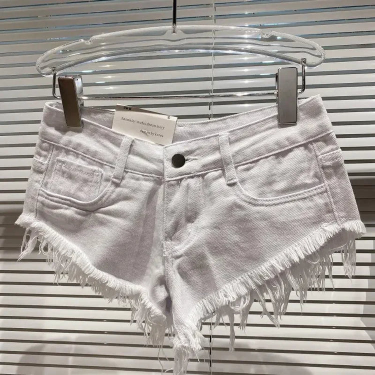Pantaloncini di jeans Donna High Street Hotsweet Casual Vita bassa Bordi grezzi Fori A-line Stile coreano Y2k Pantaloncini estivi per ragazze piccanti