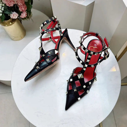Nuovi Sandali con Tacco Alto e Borchie Primavera/Estate 2026, Sandali a Punta con Tacco Sottile, Scarpe Singole con Borchie platinumshop