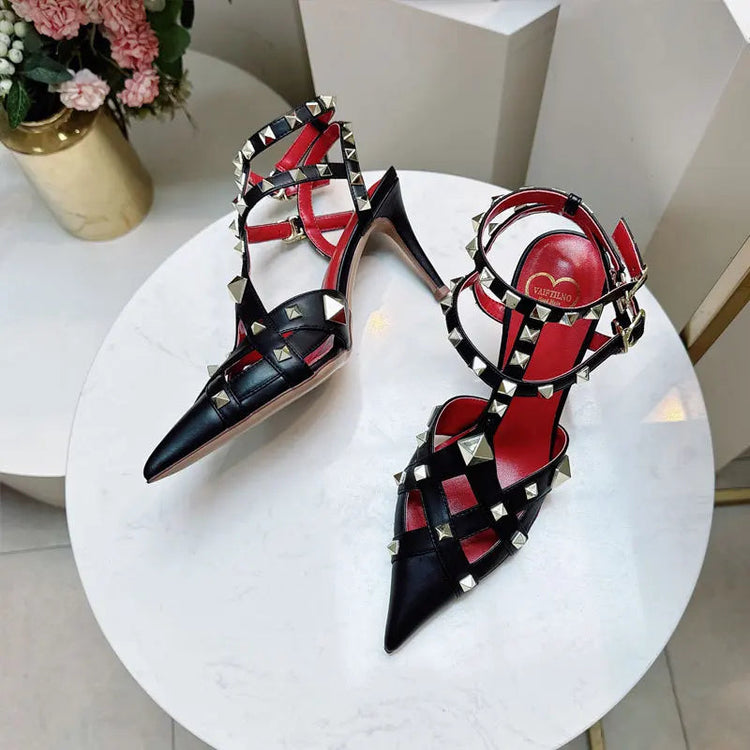 Nuovi Sandali con Tacco Alto e Borchie Primavera/Estate 2026, Sandali a Punta con Tacco Sottile, Scarpe Singole con Borchie platinumshop