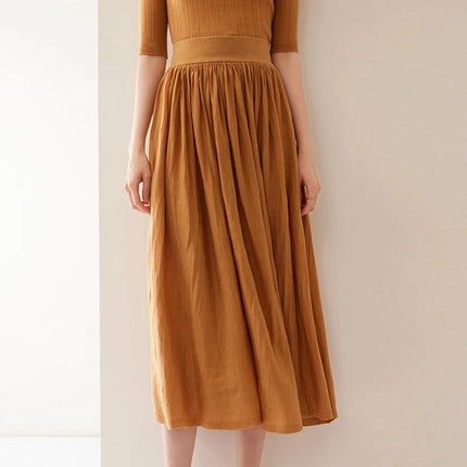 Women's Clothes High-quality Cashmere Skirts Fashionable Mulberry Silk Knitted A-line Skirts Women's High-waisted Umbrella Skirt PlatiNum