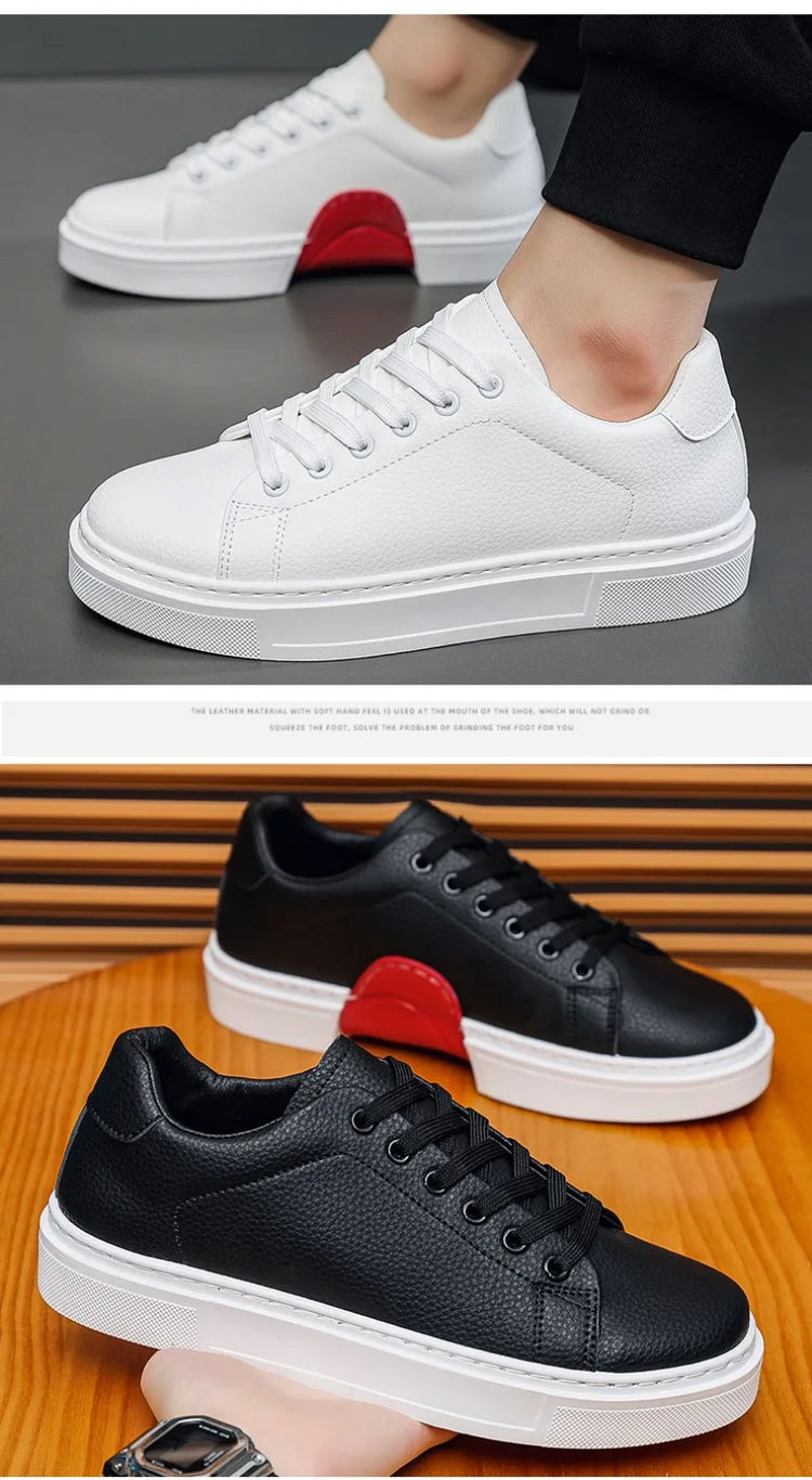 Fashion Men's Sneakers High Quality Leather Casual Shoes Luxury Business Office Shoes Trendy Skateboard Shoes Zapatillas Hombre