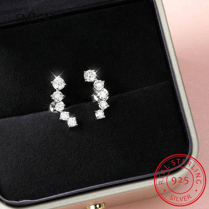 Real D Color Moissanite Diamond Earrings 925 Sterling Silver Sparkling Smile Stud Earrings for Women Jewelry Gift Oorbellen PlatiNum