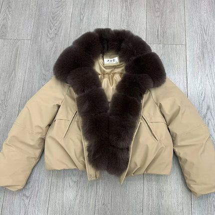 ZADORIN 2026 Detachable Faux Fur Collar Short Parka Winter Jackets Women Elegant Loose Cotton Padded Outerwear Warm Women Coats