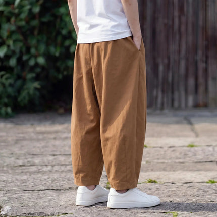 Pantaloni casual da uomo tinta unita primavera estate comodi e alla moda a gamba dritta, pantaloni giapponesi leggeri e sottili Harun a gamba larga