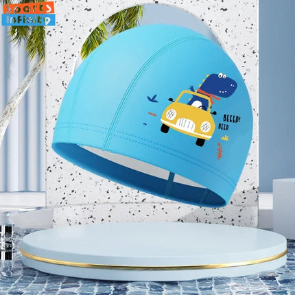 Bonnet de bain pour filles, dessin animé mignon, étanche, protection des oreilles, haute élasticité, chapeau de natation pour enfants, garçons, accessoires de natation pour bébés
