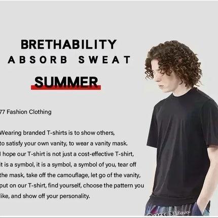 Men's Summer 3D Print Material Graphic Short Sleeve T-shirt Fashion Breathable Trendy Casual Streetwear Loose Tops