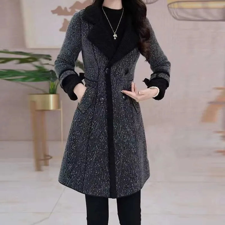 High-quality Female Woolen Coat On Both Sides 2025 Autumn And Winter New Double Sided Wear Suit Collar Woolen Coat Gray Black