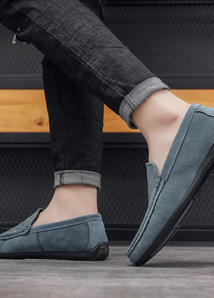 STRONGSHEN scarpe da uomo Casual Luxury Brand Slip on mocassini vuoti in pelle scamosciata mocassini da uomo estate traspirante scarpe da guida da uomo italiane