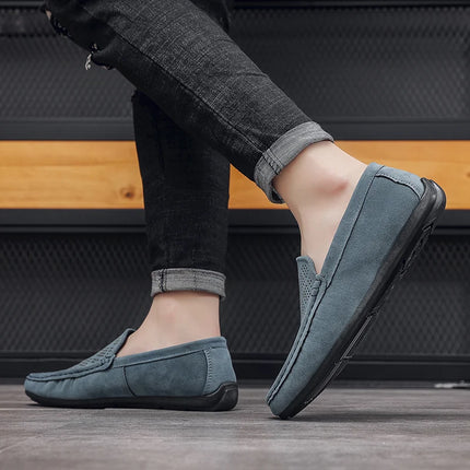STRONGSHEN scarpe da uomo Casual Luxury Brand Slip on mocassini vuoti in pelle scamosciata mocassini da uomo estate traspirante scarpe da guida da uomo italiane