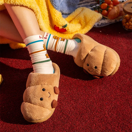 Plush Cotton Slippers Women Winter Indoor Home Shoes Anti-slip Thick Warm Cotton Shoes Cartoon Slippers Soft Comfortable Slipper