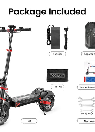 Monopattino elettrico iScooter iX8 2400W per adulti, 48V 20Ah, pneumatici fuoristrada da 12 pollici, pieghevole per il trasporto urbano, E-Scooter