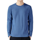 Maglietta per uomo T-Shirt a maniche lunghe in cotone tinta unita abbigliamento uomo manica intera per canottiere primaverili e autunnali