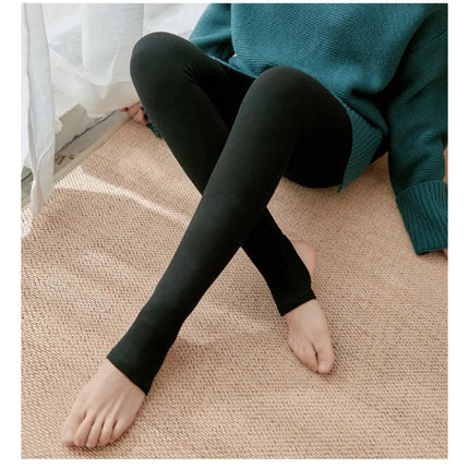 Women's Fall Winter Ribbed Vertical Stripe Thermal Leggings Fleece Thickened  Street Ready Seamless High Waist Thermal Pants PlatiNum
