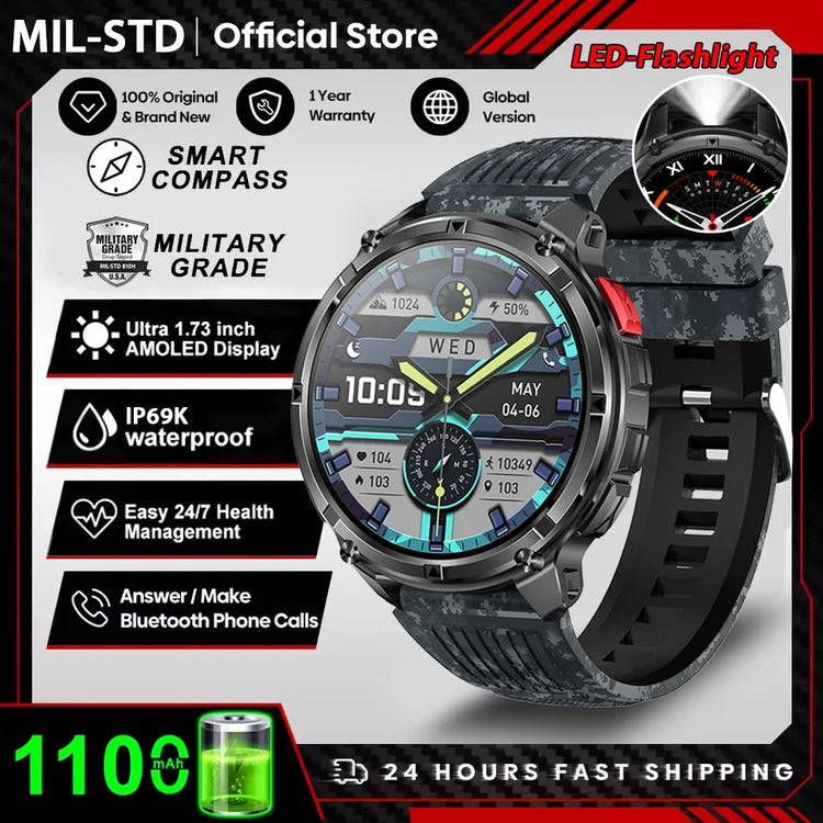 Nuovo T-Rex3 Ultra 1100mAh Batteria Smart Watch GPS Track Bussola IP69K Impermeabile Sport tracker All'aperto Militare Smartwatch platinumshop