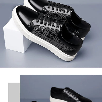 Daily Men's Luxury Brand Shoes Casual Blue Black Sneakers Shoes Man Lace-up Comfortable Leather Flat Shoes