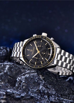 2026 Nuovi PAGANI DESIGN Uomo Luna orologi di lusso orologio al quarzo Uomo nero Automatico Data Velocità Cronografo impermeabile in acciaio inox Wristwathch Spedito localmente in Europa