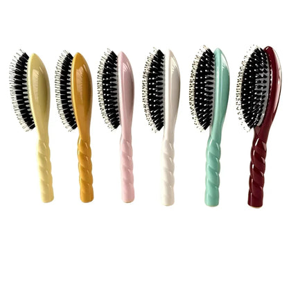 Scalp Massage Boar Bristle Fried Dough Twists Hair Brush Reduces Hair Breakage Detangling Hair Comb Portable Daily Hair Styling Accessories