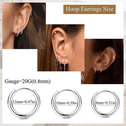 Set di 6 Paia di Orecchini per Piercing Multipli, Piccoli Orecchini a Cerchio, Orecchini a Perno con Zirconi, Opale e Perla per Donne platinumshop
