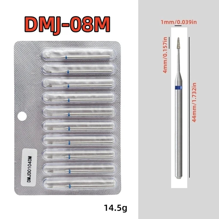 10Pcs/set Diamond Nail Drill Bit Set Nail Diamond Milling Cutter for Manicure 3/32" Burr Electric Nail File Cuticle Remover Tool 2028