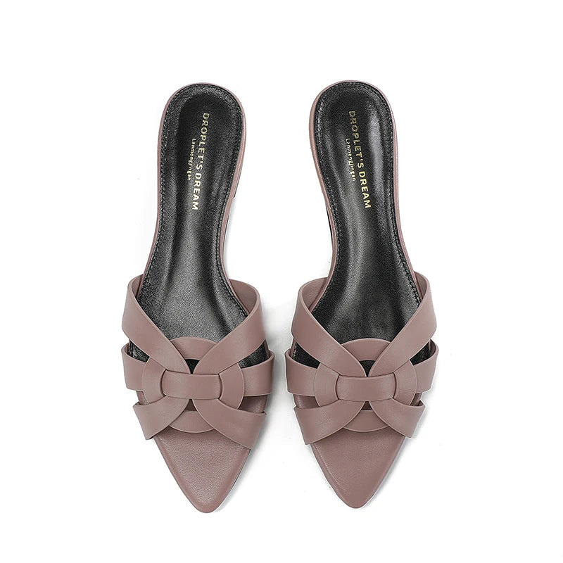 2025 sexy pointed cowhide flat sandals, easily light up your summer shoe cabinet, suitable for summer dates and office work