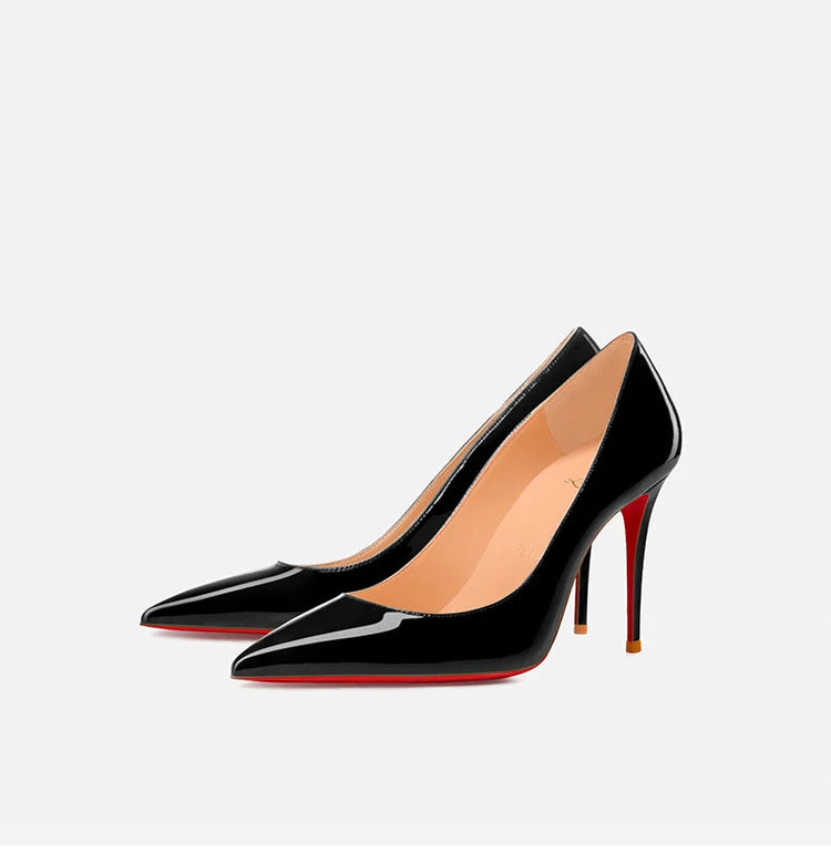 Tacchi da donna Colore nudo Tacco alto elegante da donna Scarpe nere di lusso donna 2025 Fondo rosso lucido Punta a punta Party Ladies Women platinumshop