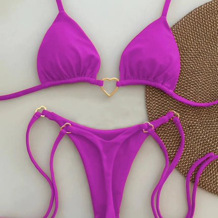 Nuovo costume da donna bikini bianco tinta unita costume da bagno alla moda con lacci a vita bassa set da due pezzi platinumshop