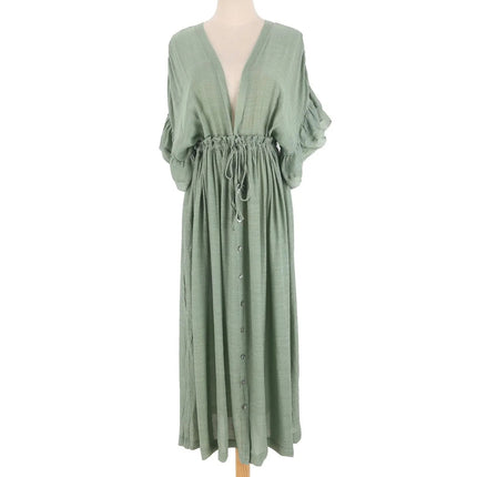 Costume da bagno donna taglie forti copricostume con scollo a V profondo costume da bagno Bikini Coverup abito lungo Kimono caftano diviso platinumshop