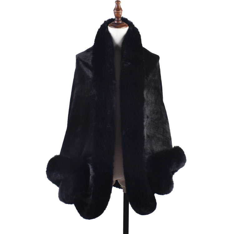 Winter New Fashion Warm Sleeve Plush Cape Cape Large Loose Bat Sleeve Plush Coat Cardigan Women