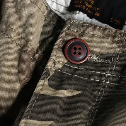 Heavyweight Camouflage Pants Men Clothing Multi-pockets Solid Color Patchworked Outdoor Trousers Retro Cargo Casual Wear Jogger