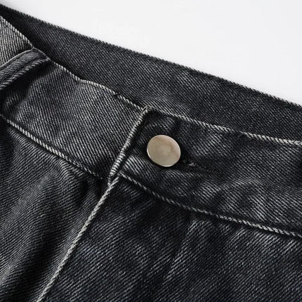Four Seasons  Men's Casual Spliced Vintage Grey Elastic Jeans Bootcut Pants Trendy Slim Denim Trousers Male Men's Streetwear PlatiNum