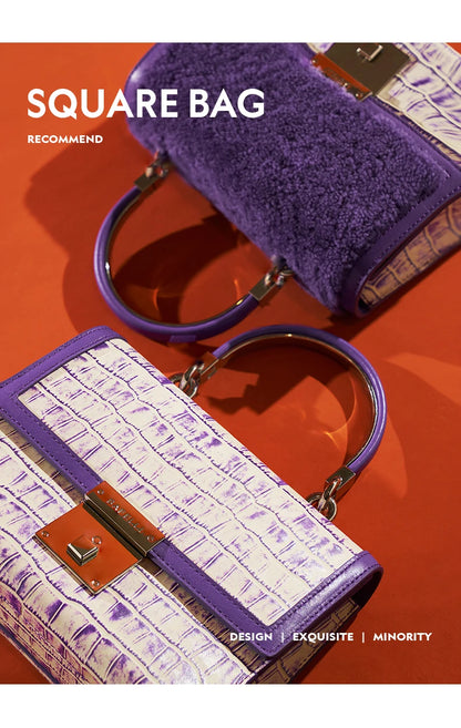 BAFELLI 2025 NUOVA BORSA DA DONNA MARCHIO DI Lusso K GOLD SERIES MODA VIOLA Borsa da sera Spalla Stile invernale Lana CASUALE