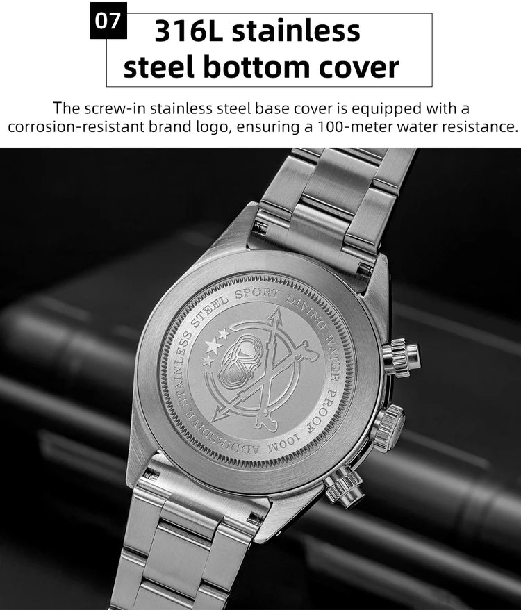 ADDIESDIVE VK64 Watches Men New Quartz Wristwatch Luxury Ceramic Bezel Chronograph BGW9 Luminous Diving 100m Waterproof AD2520