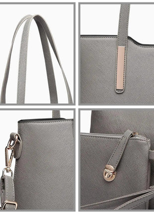 Miss Lulu WOMEN'S Shoulder bag Set 3 Piece Large Handle bag Carry bag Tote Bag Women handbag Comfortable PlatiNum