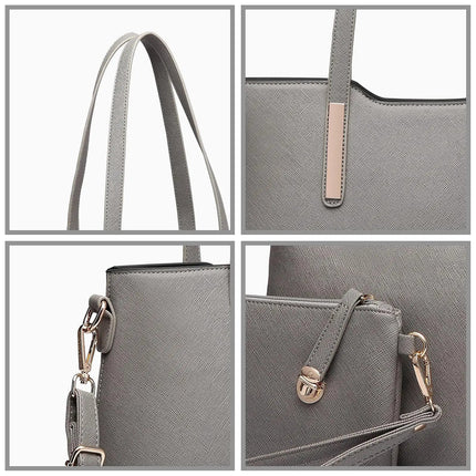 Miss Lulu WOMEN'S Shoulder bag Set 3 Piece Large Handle bag Carry bag Tote Bag Women handbag Comfortable PlatiNum