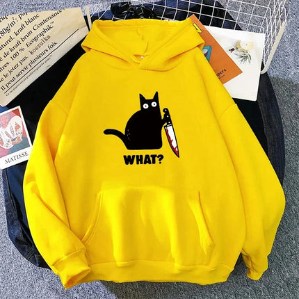 Cute Cat Print Hoodie for Woman 2025 Hot Sale Hooded Long Sleeve Pullover Autumn Girl Home Outdoor Comfort Casual Sweatshirt