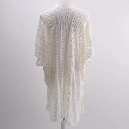 Abito scollato in maglia senza bikini, maniche lunghe girocollo trasparente abito copricostume all'uncinetto, costumi da bagno e abbigliamento da donna platinumshop