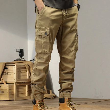 2023 New Multi-Pockets Spring Summer Cargo Pants Men Streetwear Zipper Leg Skinny Work Joggers Cotton Casual Tactical Trousers