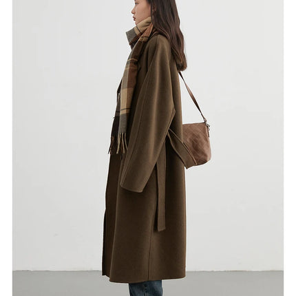 CHIC VEN Women Long Double-sided Woolen Coats Retro Loose Female Overcoat Double Breasted Ladies Windbreak Autumn Winter 2026