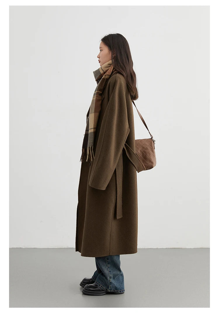 CHIC VEN Women Long Double-sided Woolen Coats Retro Loose Female Overcoat Double Breasted Ladies Windbreak Autumn Winter 2026