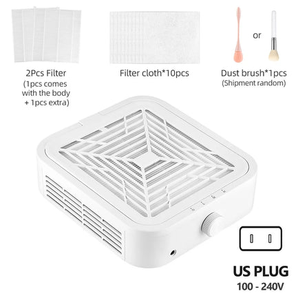 Powerful 130W Nail Dust Extractor Vacuum Cleaner 6 Gear Adjustable Suction with 360° Flexible Tube Manicure Dust Collector for Nail Stylist Salon & Home Nail Art