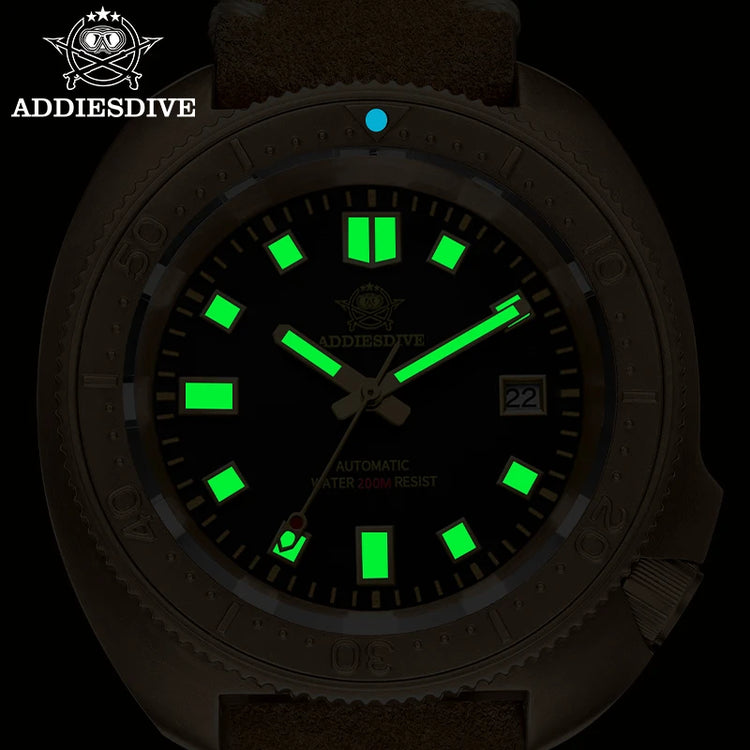 ADDIESDIVE Mens Automatic Mechanical Dive Watch Japan 8215 Movement Bronze Case Sapphire Crystal 200M Waterproof Ceramic Bezel