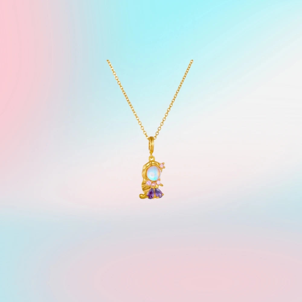 Collana alla moda con zirconi colorati, fiaba, piccola principessa, catena universale placcata in oro, catena clavicola, temperamento dolce