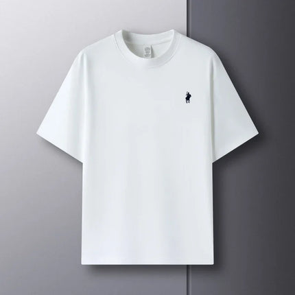 Men's Round Neck Short Sleeve 100% Pure Cotton T-shirt Hot Sale Luxury Brand Summer Exquisite Embroidery Pony Breathable Top