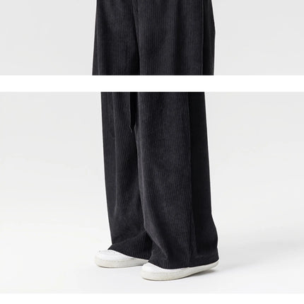 Pantaloni di velluto a coste da uomo 2025Autunno Inverno Caldo Casual Pantaloni comodi Stili giapponesi Harun Pantaloni da uomo oversize a gamba larga in tinta unita