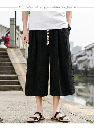 Pantaloni da samurai giapponesi Kimono da uomo Pantaloni casual in cotone retrò da uomo Pantaloni larghi casual Hip Hop Harajuku di alta qualità da uomo